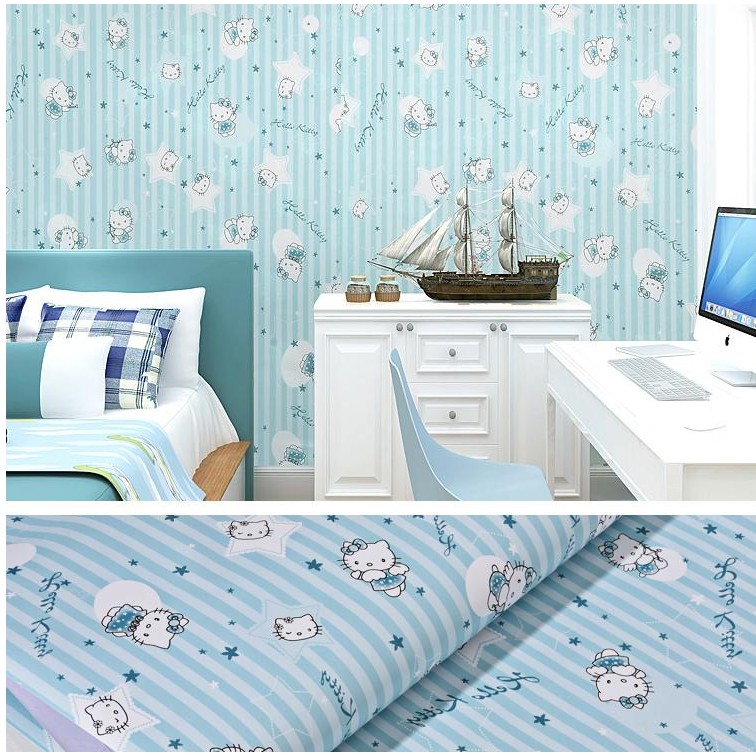Decal giấy dán tường kitty xanh - khổ rộng 45cm | BigBuy360 - bigbuy360.vn