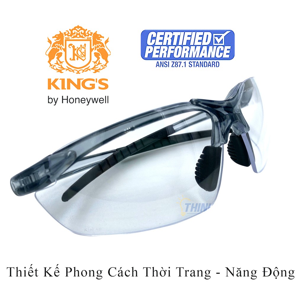 Kính bảo hộ King's KY711 kính chống bụi, trầy xước, mắt kính chống đọng hơi sương, chống tia UV (trắng trong)