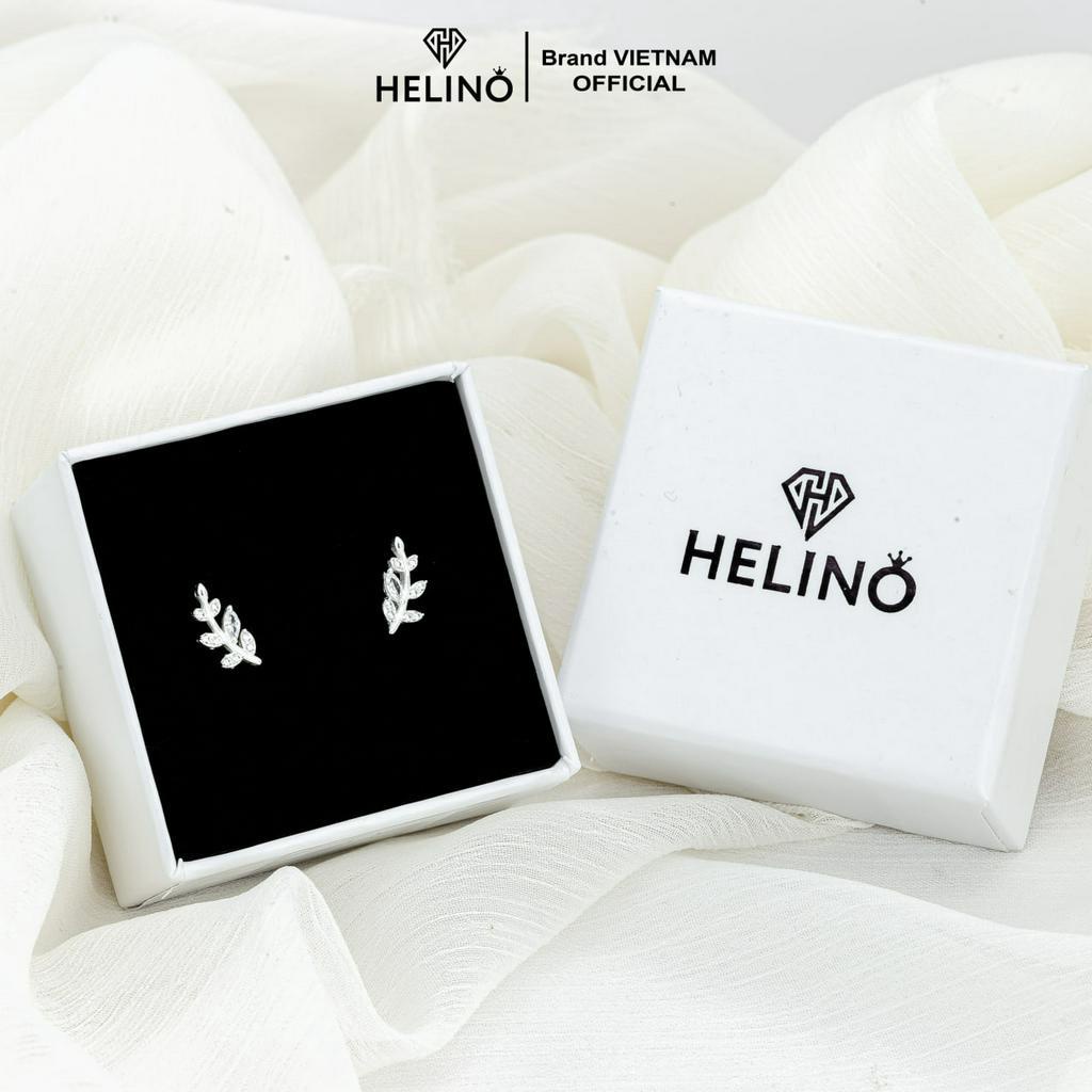 Khuyên tai bạc nữ HELINO hoa lá đính đá T16