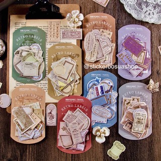 Set 30 nhãn dán retro mạ màu vàng gold vintage trang trí album ảnh sổ tay planner bullet journal