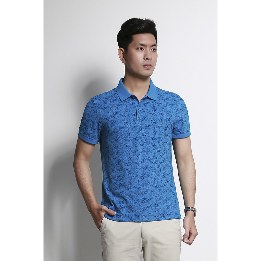 Áo polo ngắn tay nam Aristino 🌟 CHÍNH HÃNG – SALE 🌟APS041S8, chất cotton, hoạ tiết sắc nét - xanh size L