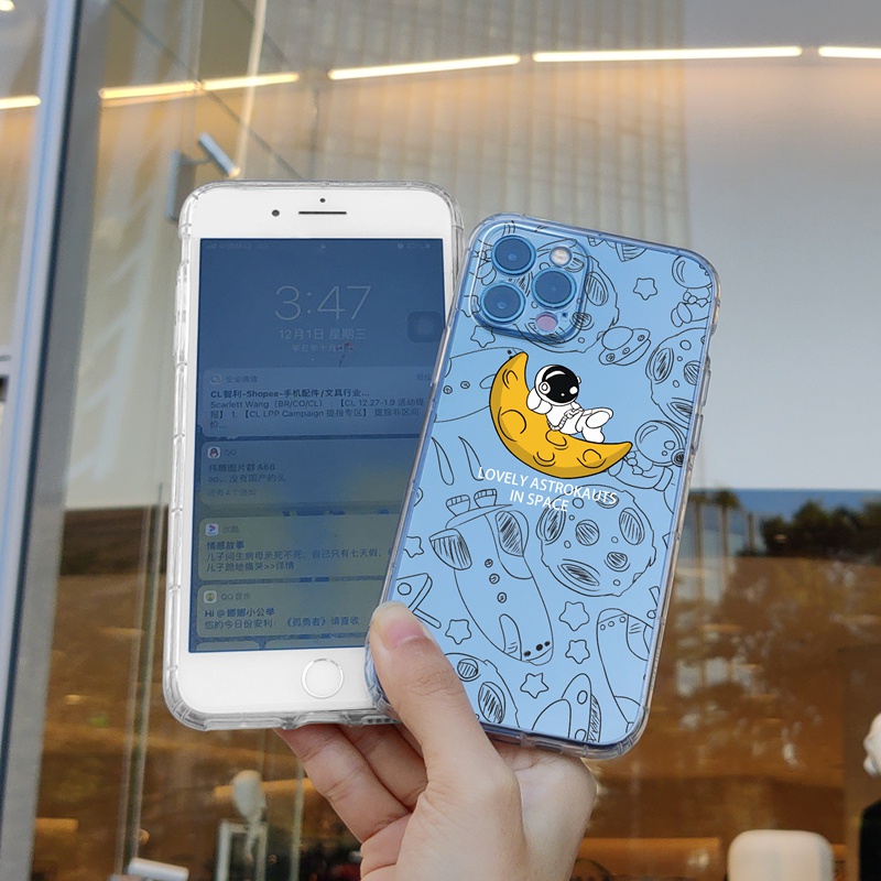 Ốp lưng iphone Ốp điện thoại Suntaiho bằng TPU trong suốt in hình phi hành gia cho IPhone 13 12 11 Pro Max X Xs Max XR 8 7 6 6S Plus