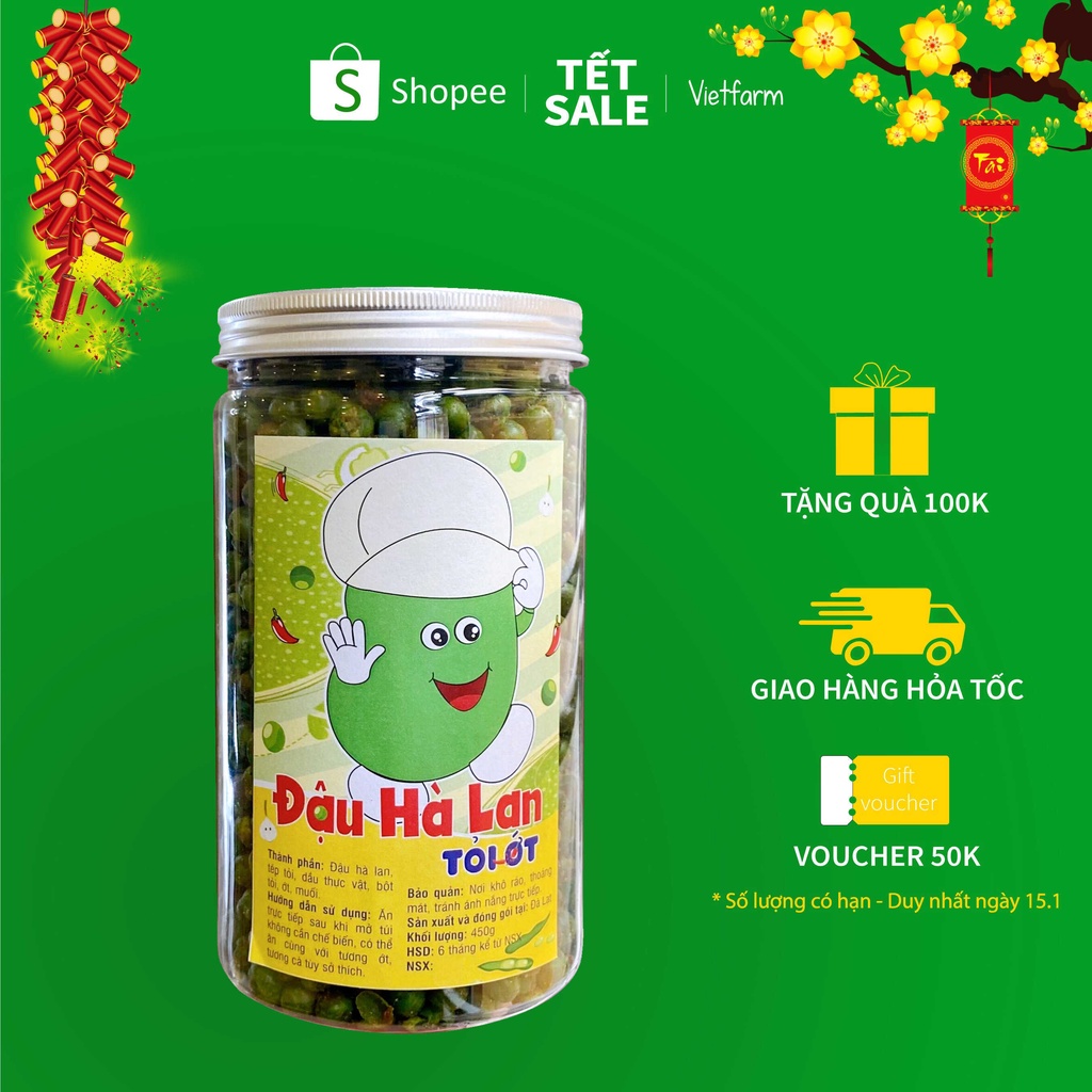 Đậu Hà Lan Tỏi Ớt - Giòn Ngon Đậm Vị - Hàng Ngon Nhà Làm - Vietfarm