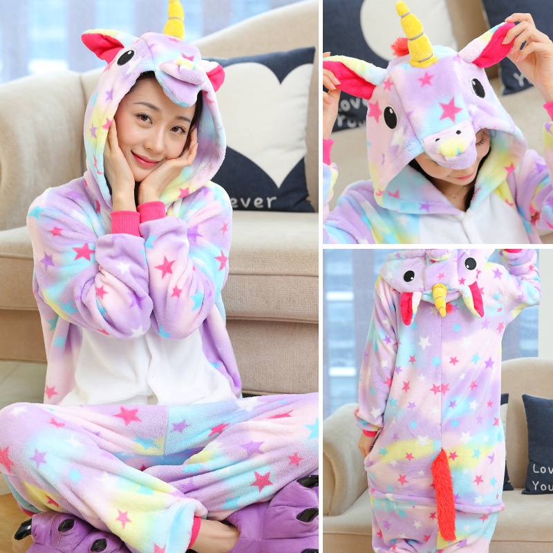 Phụ nữ Unicorn Onesies Unisex Mùa đông Động vật dễ thương Đồ ngủ Kigurumi Trẻ em Đồ ngủ Trang phục Người lớn Đồ ngủ Flannel Đồ ngủ Đồ lót