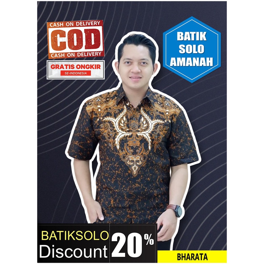 Bharata BATIK INDONESIA BATIK Áo thun nam ngắn tay cổ bẻ PREMIUM MODERN DWI Abumah DWI Recta Drujaya KmbangujakaI Recta Tr Drajaya