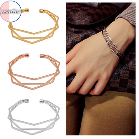 Vòng tay kim loại dạng hở nhiều lớp thời trang dành cho nữ
