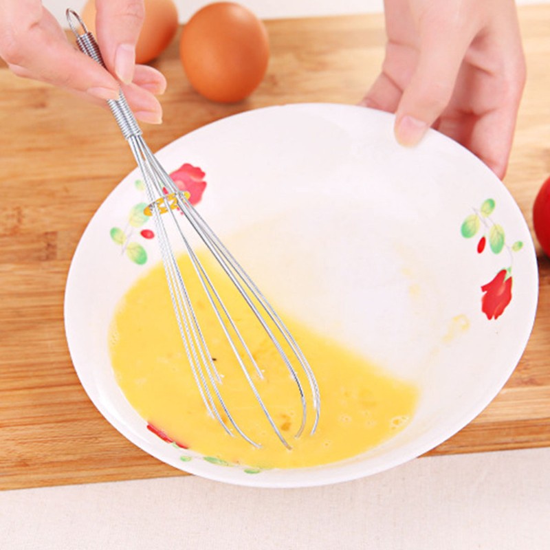 Dụng Cụ Đánh Trứng Bằng Thép Không Gỉ Có Tay Cầm Lò Xo Tiện Dụng Cho Nhà Bếp
