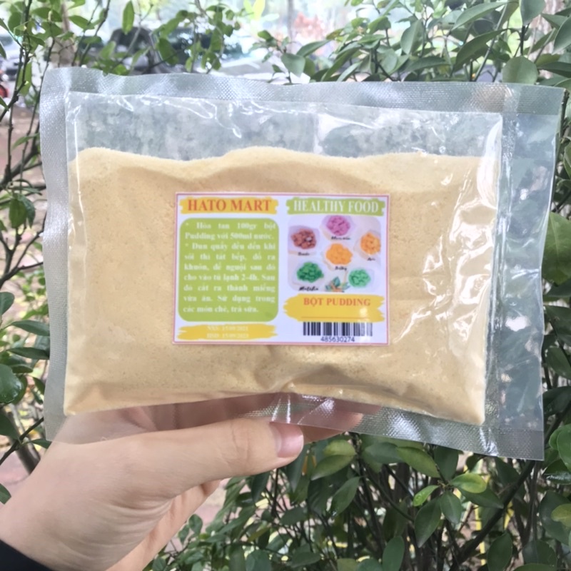 100G bột pudding: trứng  dâu, matcha trà xanh, socola, khoai môn, việt quất, sầu, xoài, dừa