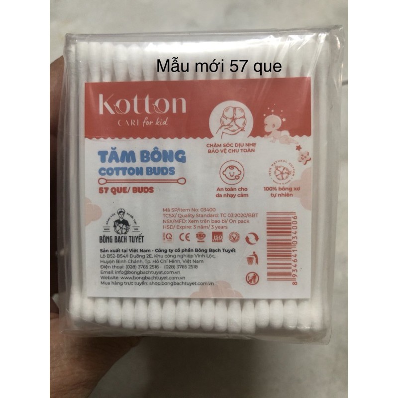 1 LỐC=10 tép TĂM BÔNG KOTTON CARI for kid (đầu nhỏ) Bông Bạch Tuyết