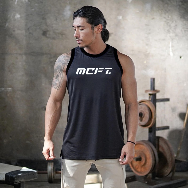 Áo ba lỗ nam in chữ tập gym