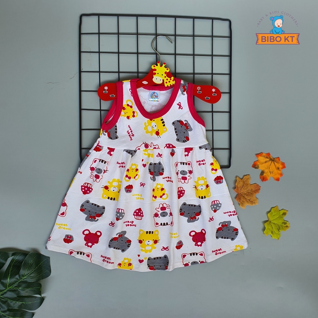 Đầm cotton sát nách chất liệu 100% Bibo Kim Thu size 1-5 ( 10-28kg )