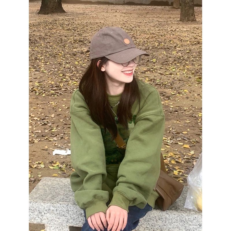 Áo Sweater Trễ Vai Cỡ Lớn In Hình Tranh Sơn Dầu Thời Trang Đường Phố Mùa Thu Cho Nữ