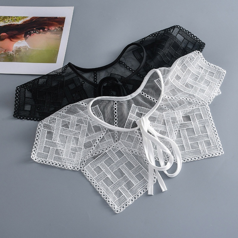 Khăn Choàng Lưới Phối Ren Thêu Họa Tiết Kẻ Ô Tam Giác Dành Cho Nữ