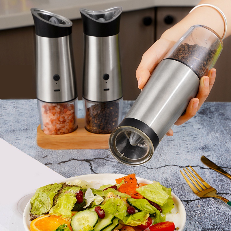 Máy Xay Tiêu Muối Bằng Điện Cổng USB 170ML Có Thể Điều Chỉnh Độ Sáng Và Làm Sạch