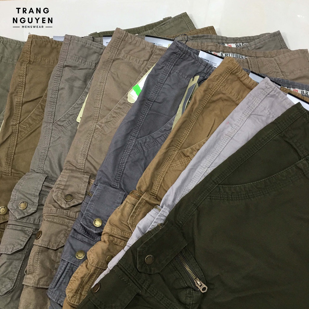 Quần Short Kaki Nam Túi Hộp 6 Túi Cargo Dây Kéo Form Rộng Vải Cao Cấp ShK_TH