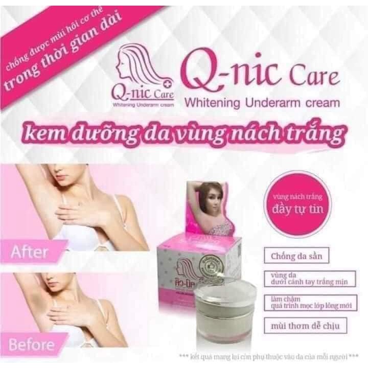 Kem thâm nách Qnic, Giẩm thâm mông, Gối, Bikini Q-nic Care Whitening Underarm Cream Thái Lan 15G