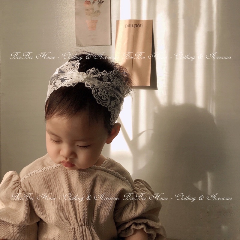 ẢNH THẬT] Turban, băng đô nơ ren cho bé thiết kế style Korea