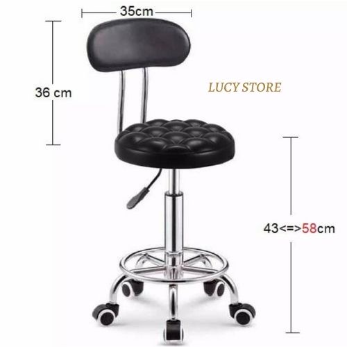 Ghế xoay 360 độ nâng hạ dùng trong spa phun xăm thẩm mỹ, ghế đôn hơi chân mâm vành rộng - lucy store thiết bị vật tư spa