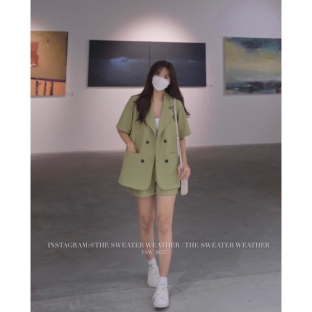 Set blazer cộc tay kèm quần short nhiều màu Setvestcoctay109/P5k3,4