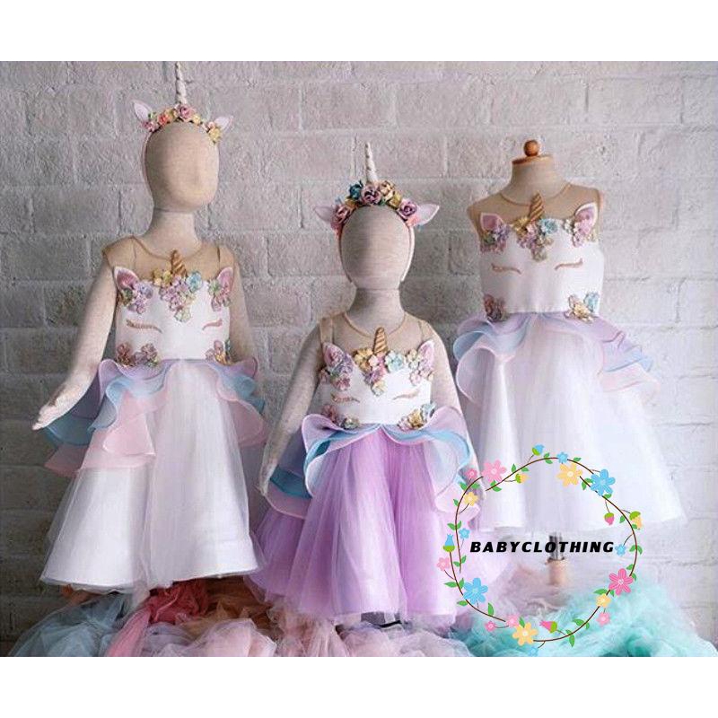 ღWSVღNew Hot Fashion Cute Kids Girl Unicorn Tulle Dress Princess Wedding Party Costume
