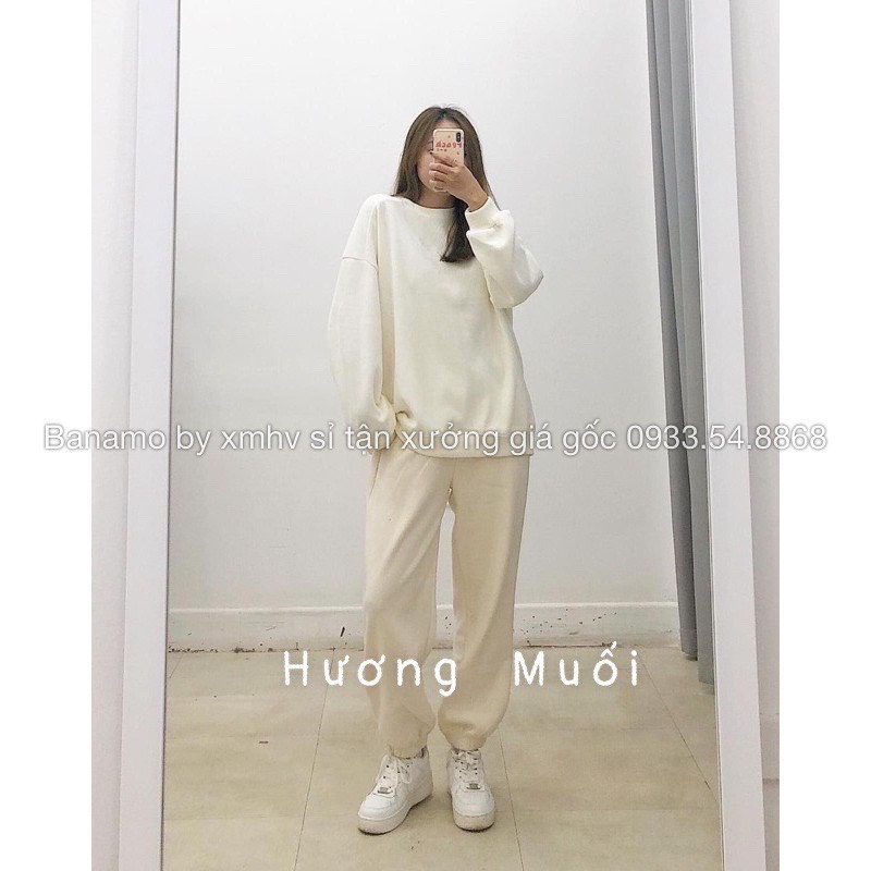 Quần Jogger nỉ tăm dáng rộng ống boom bo gấu 3 màu  phong cách Ulzzang năng động thời trang Banamo Fashion 295