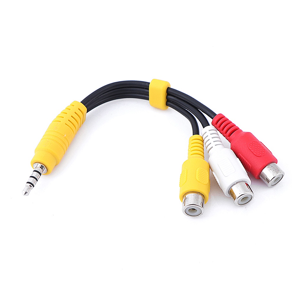 Splitter 3 5mm to 3 RCA Female Audio Video Cable Composite AV Adapter Cord for TV VCR Projector