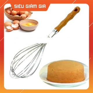 Dụng cụ đánh trứng cầm tay cán gỗ