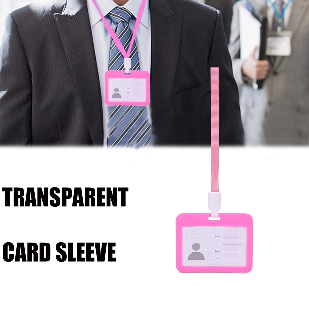 Bao đựng thẻ ID với dây đeo vai trong suốt 4x3 inch nhiều màu có thể tái sử dụng