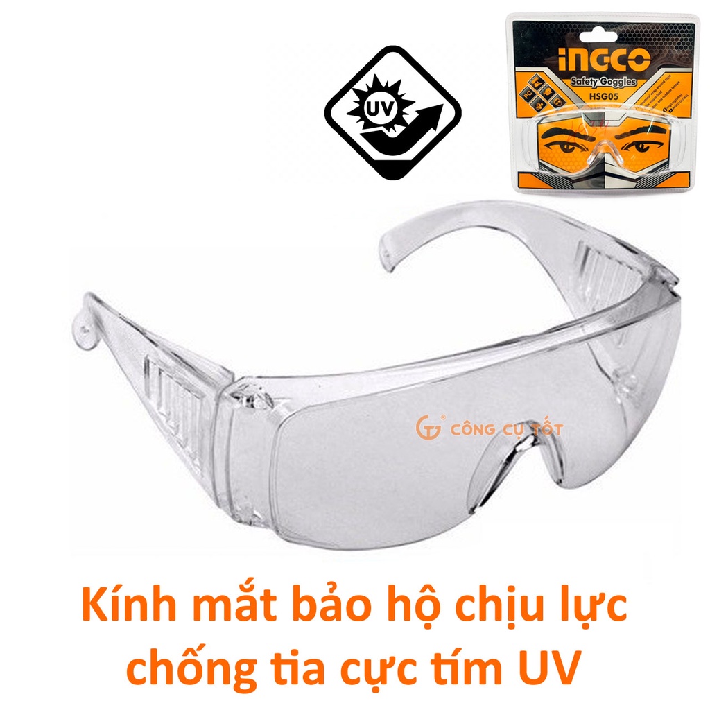 Kính mát bảo hộ chịu lực chống tia cực tím Ingco HSG05