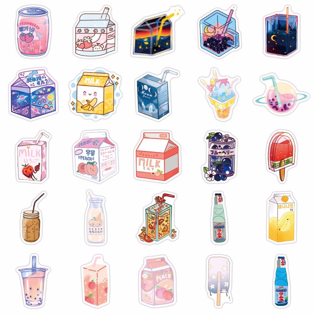 Bộ 50 Miếng Dán Trang Trí Xe Hơi Họa Tiết Hoạt Hình Graffiti Chống Thấm Nước