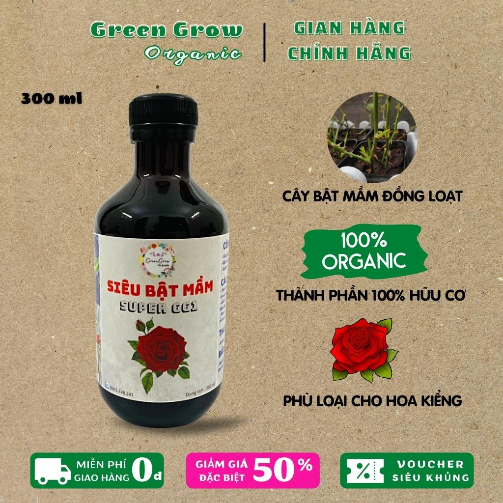 Phân bón lá siêu kích mầm 300ml Green Grow Organic, giúp kích mầm đồng loạt cho hoa hồng, kích kie hoa lan MS118