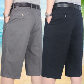 Quần lửng lưng cao chất liệu cotton mỏng phong cách thời trang mùa hè cho nam trung niên