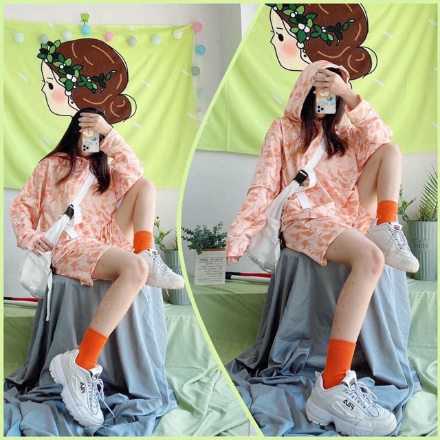 Set Hoodie Dài Tay Loang Màu Camo Ảnh Thật