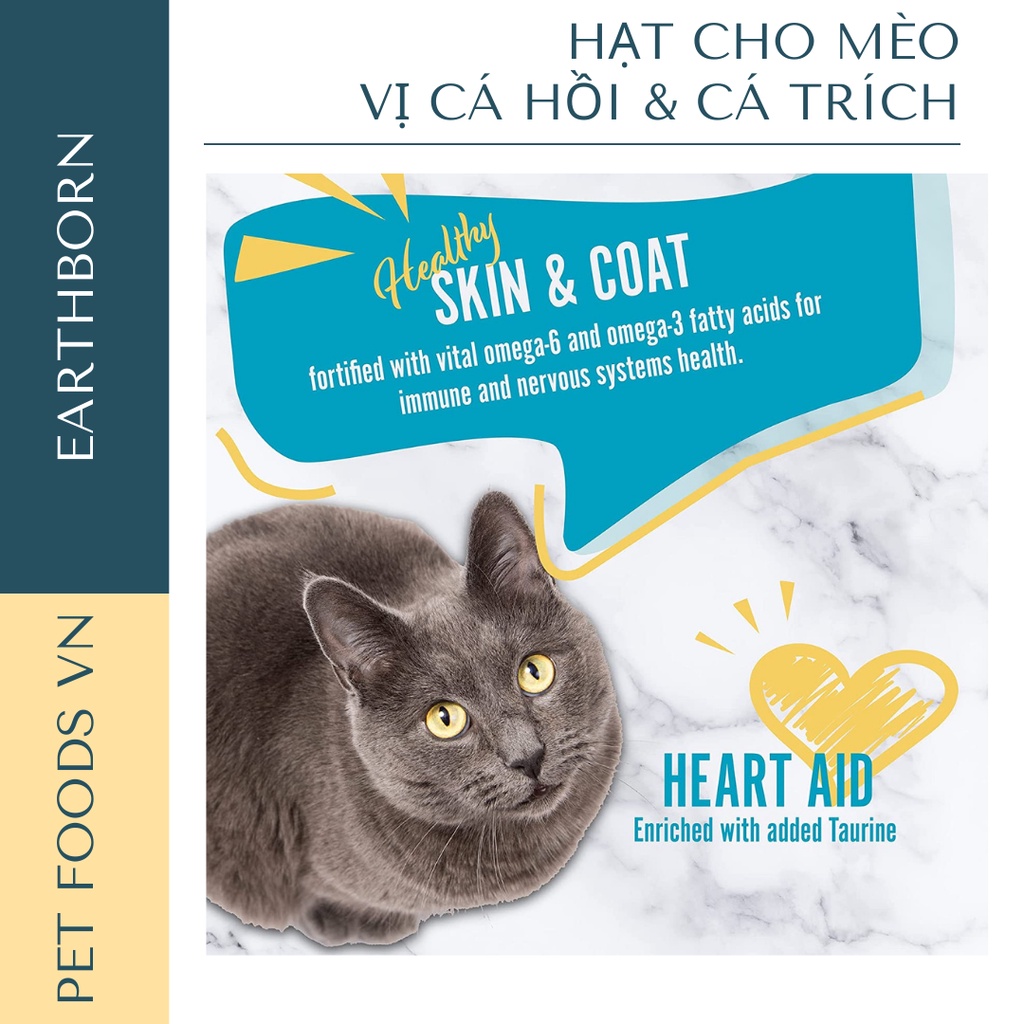 Hạt cho mèo EARTHBORN Wild Sea Catch 500g vị Cá Hồi &amp; Cá Trích