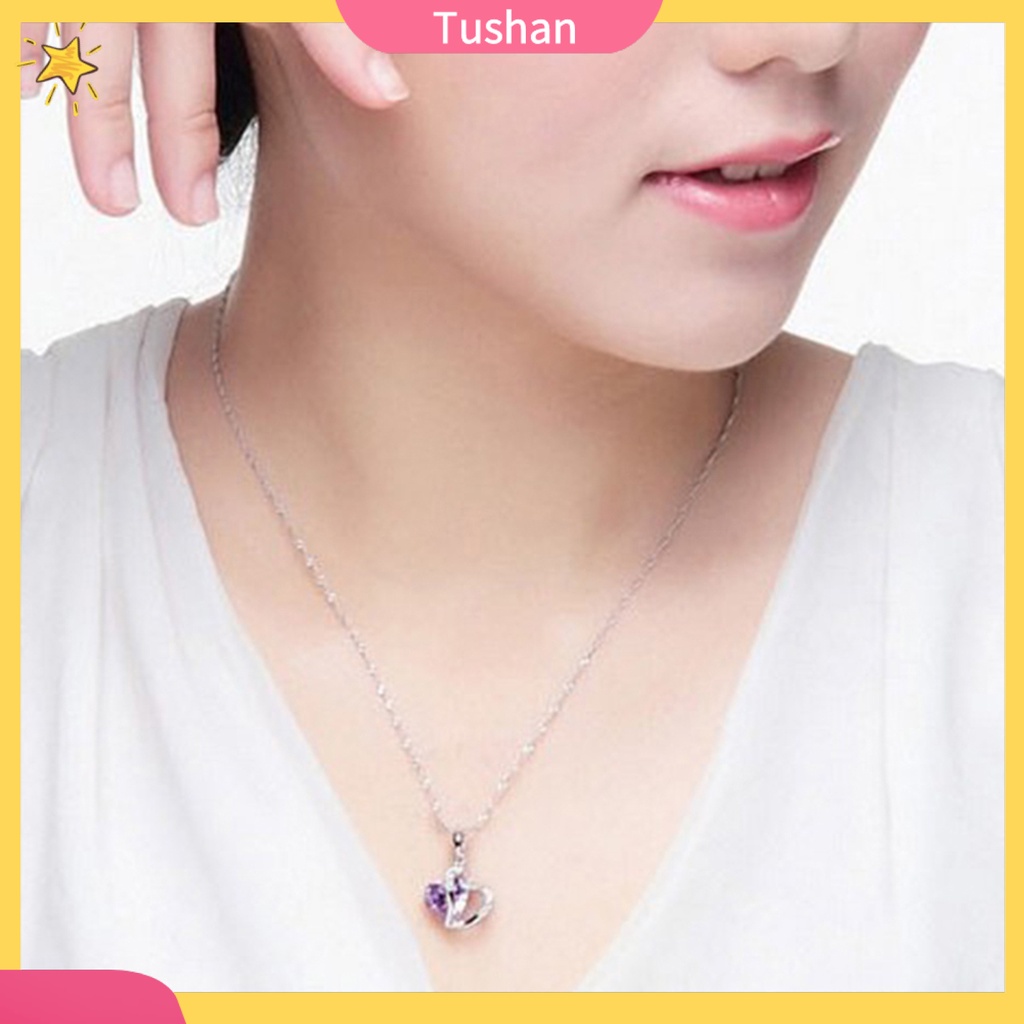 Dây Chuyền Mặt Trái Tim Đính Đá Zircon Hợp Thời Trang Cho Nữ