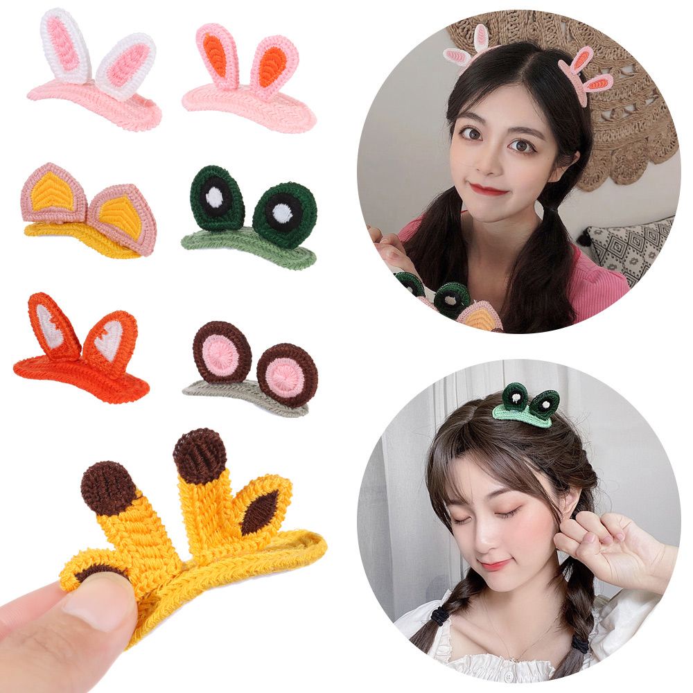 Kẹp Tóc Dệt Kim Ba Chiều Họa Tiết Hoạt Hình Động Vật Dễ Thương Phong Cách Hàn Quốc