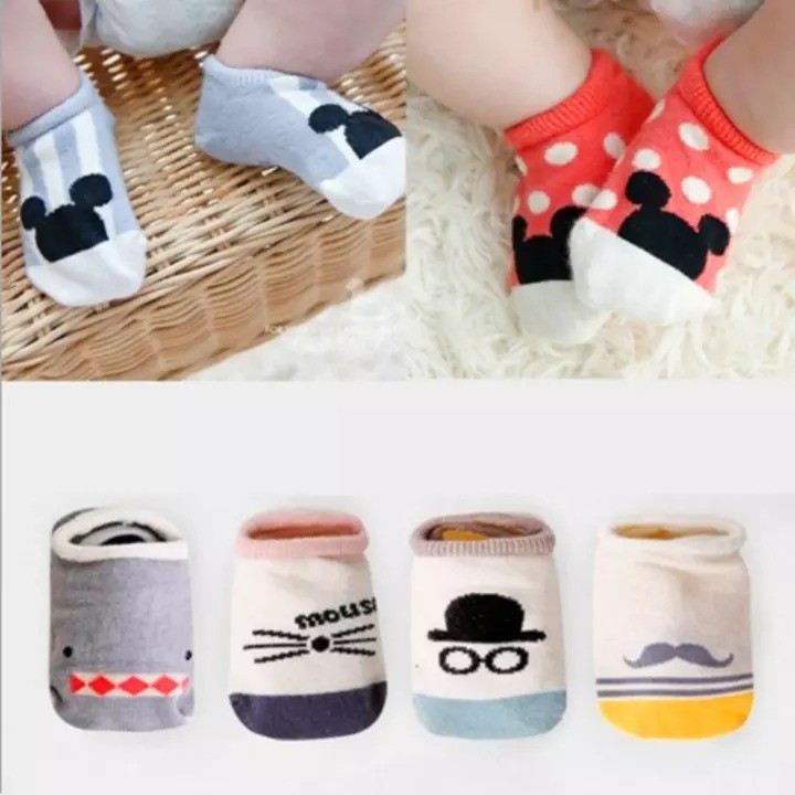 [Nhập SPE2545 hoàn 10K xu cho đơn 50K] Combo 3 đôi tất cổ ngắn chống trượt cho bé hoạt hình thú đáng yêu