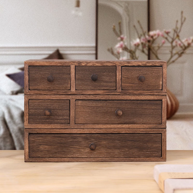 Hộp lưu trữ máy tính để bàn bằng gỗ đặc, giá văn phòng loại ngăn kéo, có thể xếp chồng lên nhau