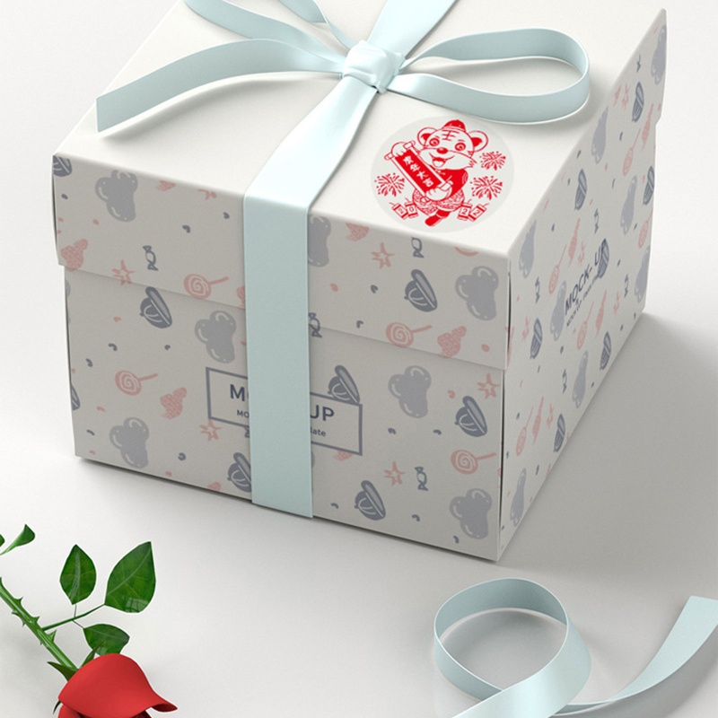 Nhãn Dán Trang Trí Năm Mới Họa Tiết Hổ Hoạt Hình Màu Đồng Kiểu Trung Hoa