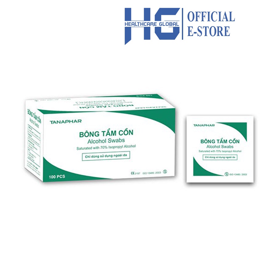 Hộp 100 Miếng Bông Tẩm Cồn  Dùng Cho Máy Đo Đường Huyết Microlife Diarite , Arkray Glucocard S - Sát Trùng Điểm Lấy Máu