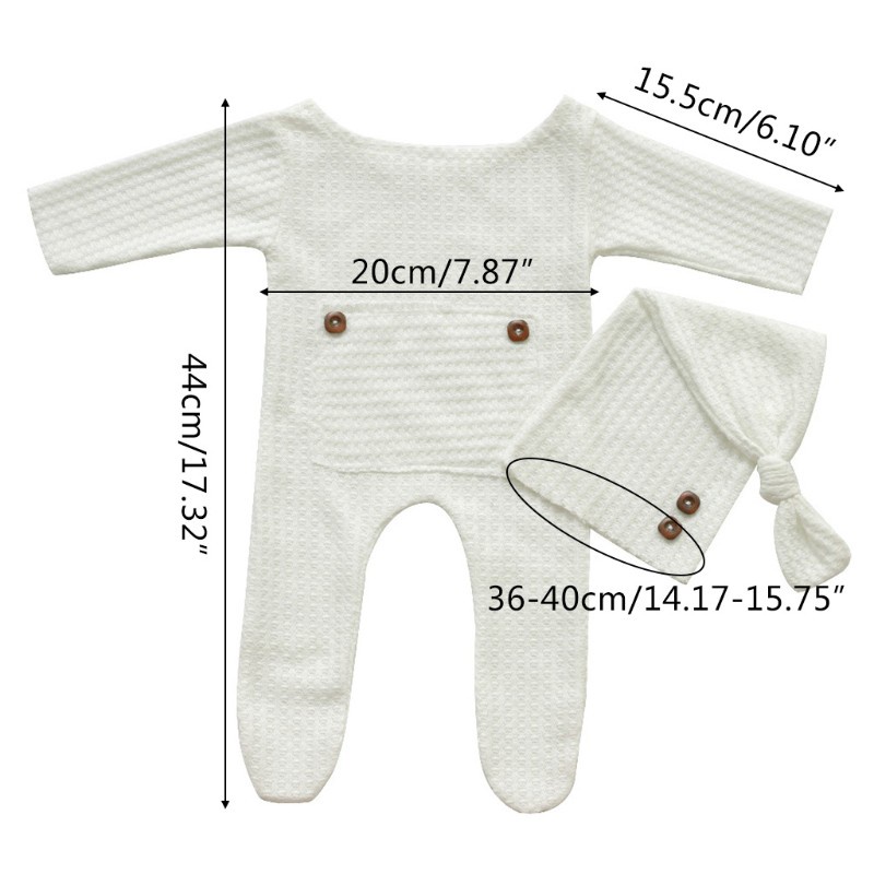 Set 2 bộ áo liền thân dệt kim có nón dành cho bé sơ sinh chụp ảnh