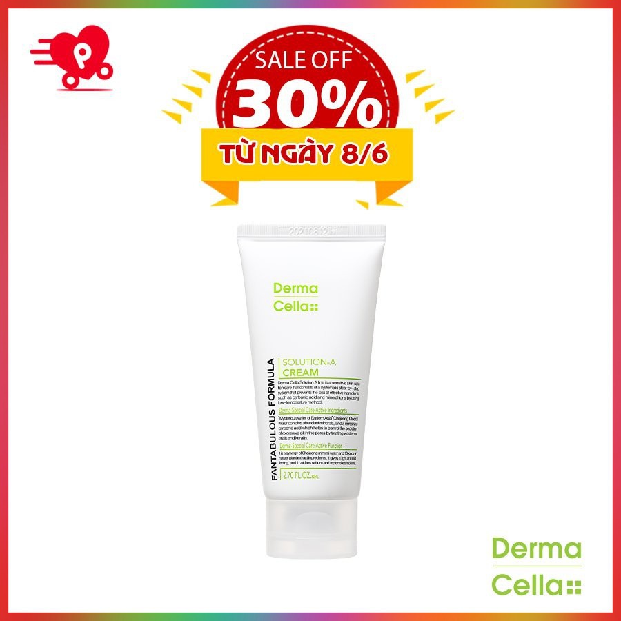 Kem dưỡng cân bằng độ ẩm, ngăn ngừa mụn dành cho da nhạy cảm Dermacella Hàn Quốc 80ml (DERMACELLA SOLUTION A  CREAM)