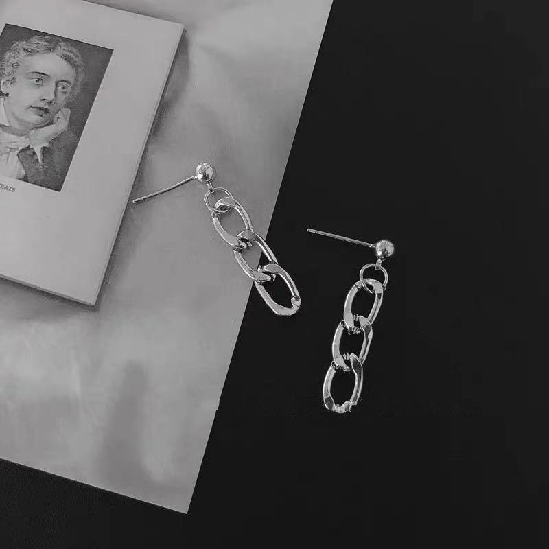 Bông tai nữ dáng dài mắt xích đơn giản phong cách Hàn quốc swag