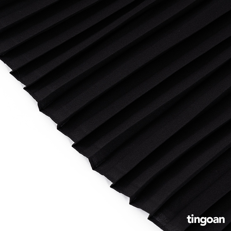 TINGOAN®  - Chân váy dài cạp cao xếp ly mỏng xuyên thấu 2 tầng tingoan SAY MY NAME SWEETIE SKIRT/BL