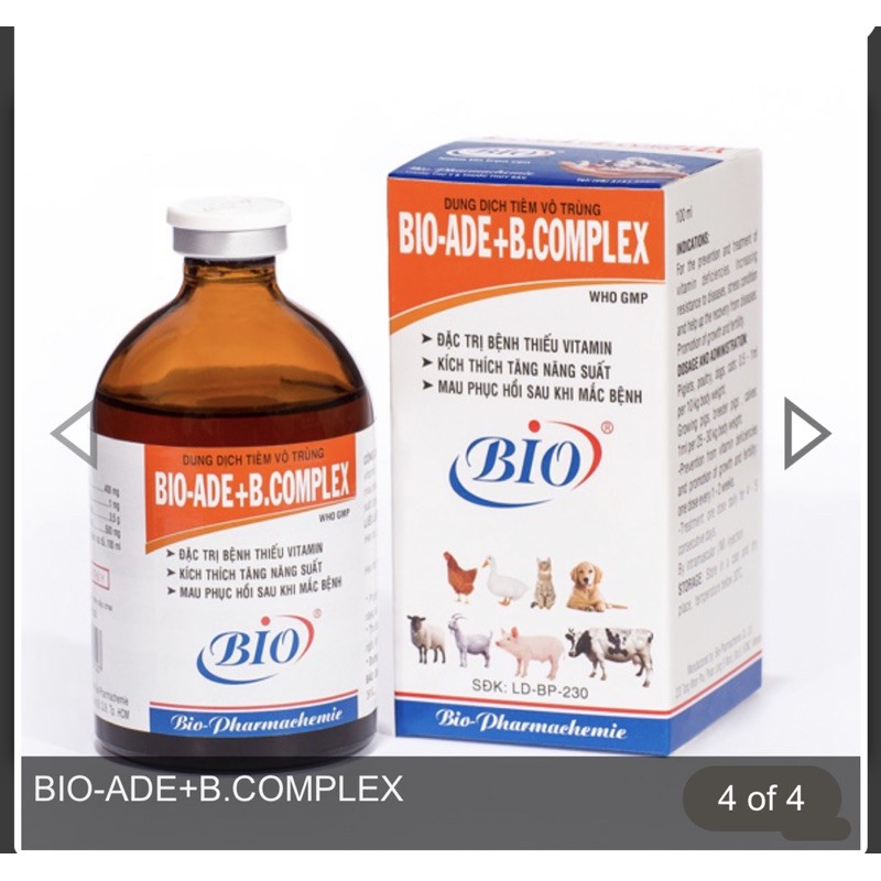 BIO ADE+B.COMPLEX 100ML BỔ SUNG VITAMIN, PHỤC HỒI SỨC KHỎE THÚ CƯNG