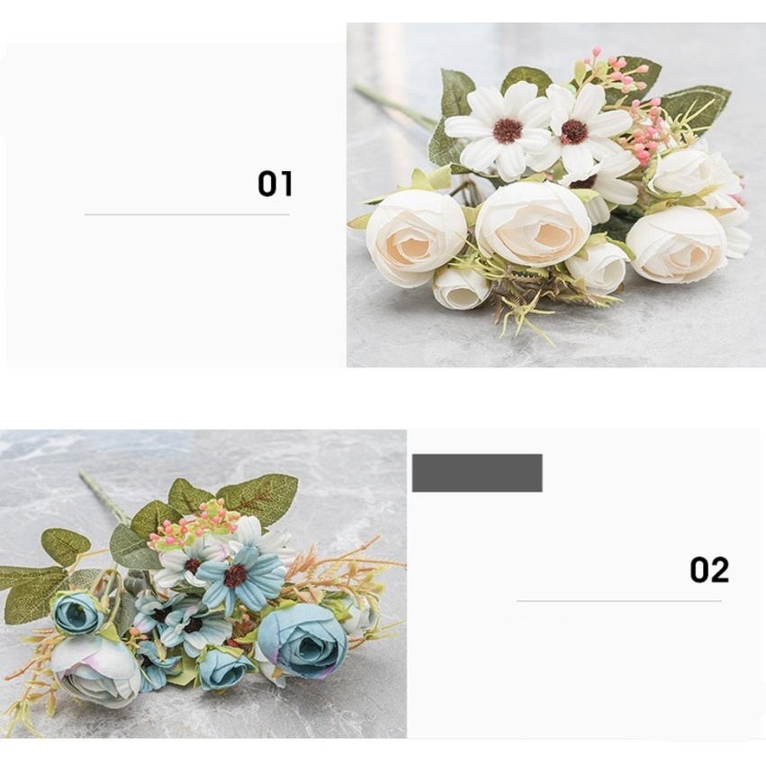 Bó Hoa Hồng Giả Bằng Lụa Cỡ Nhỏ Trang Trí Đa Ứng Dụng