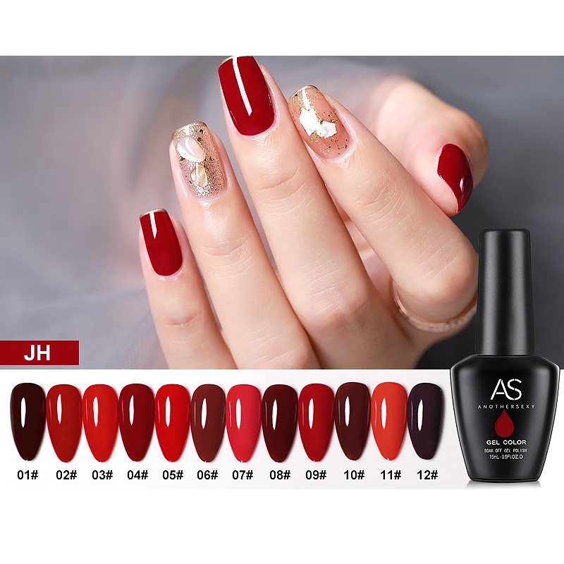 Sơn gel AS móng tay tone đỏ cam đỏ tươi đỏ đô NAIL SUZY mã JH 15ml
