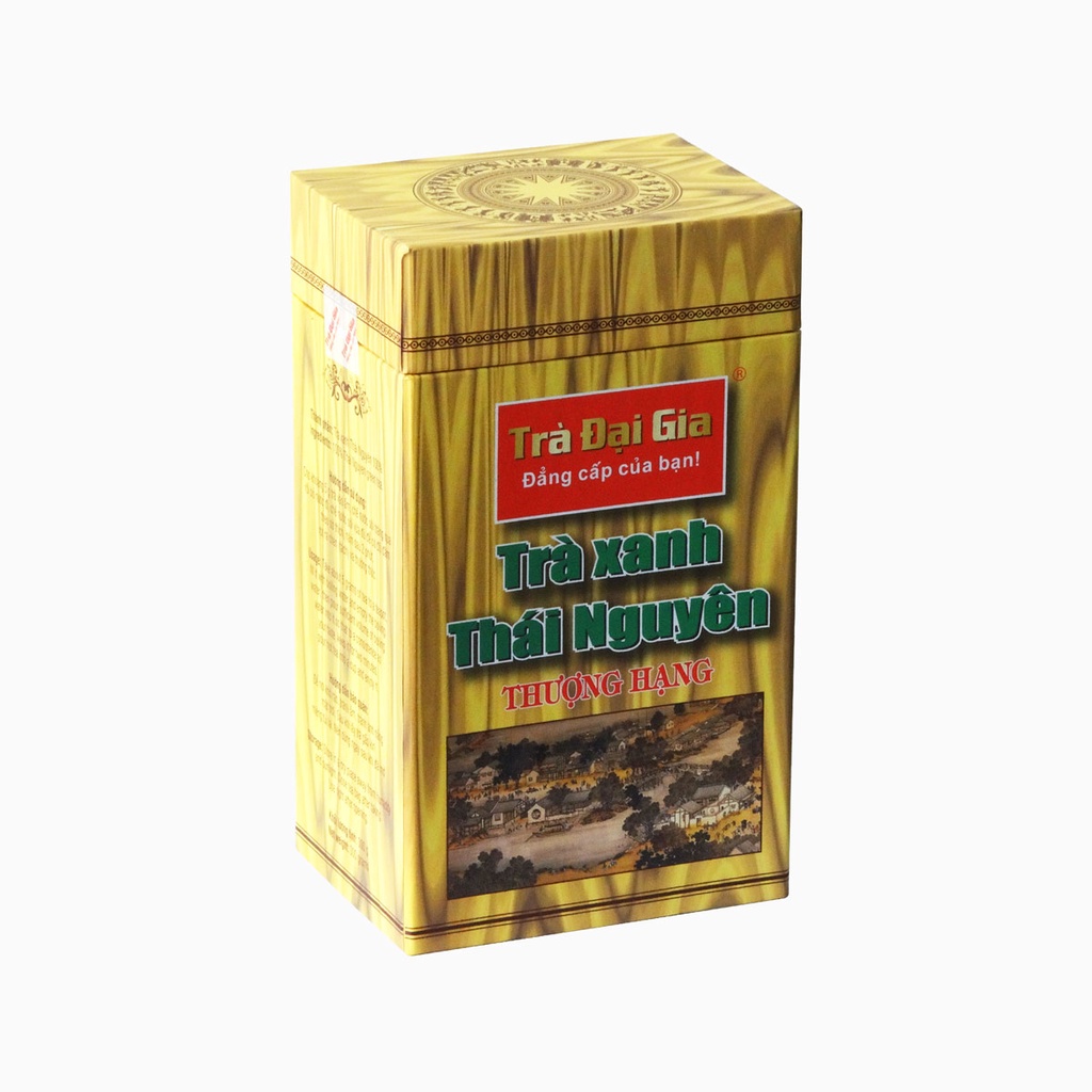 Trà Xanh Thái Nguyên Thượng Hạng 300g - Trà Đại Gia (hộp chữ nhật vân gỗ)