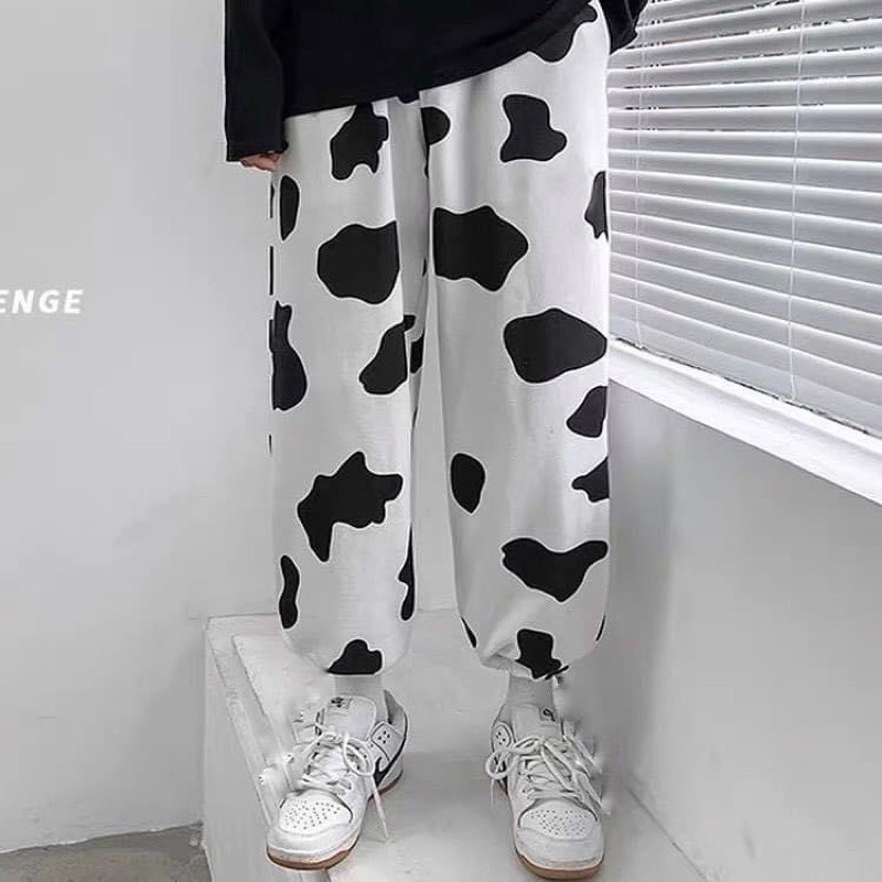 Quần Dài Bò Sữa Bo Gấu Unisex