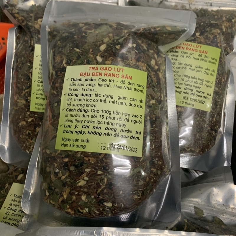Trà gạo lứt đỗ đen mix hoa nhài lá sen, lá dứa cỏ ngọt 1kg